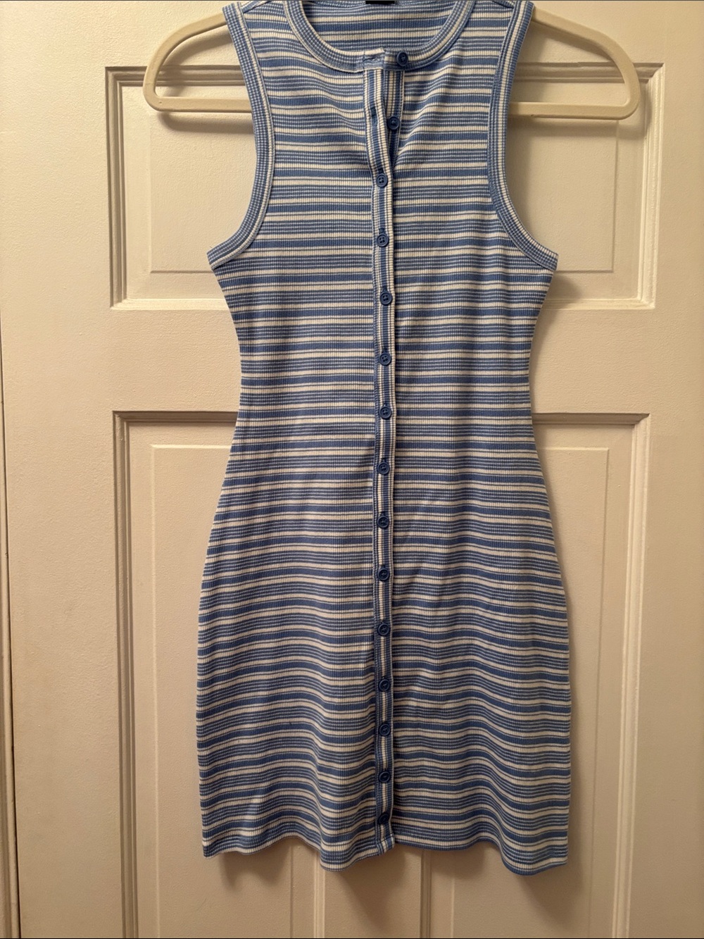 Wild Fable Blue & White Striped Sleeveless Button Tank Dress XS